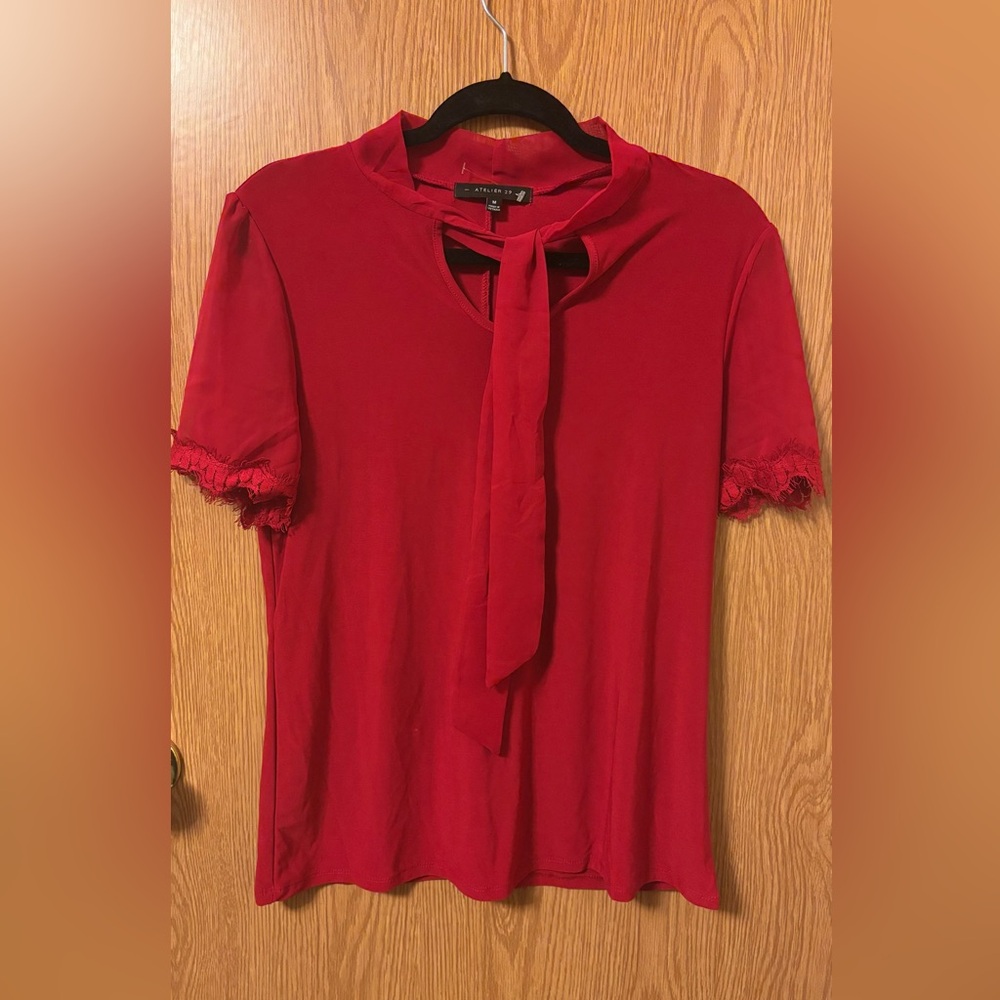 V-neck tie blouse